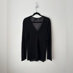 Vintage Frenchi Black Sheer Knit Button Cardigan Lightweight Sweater